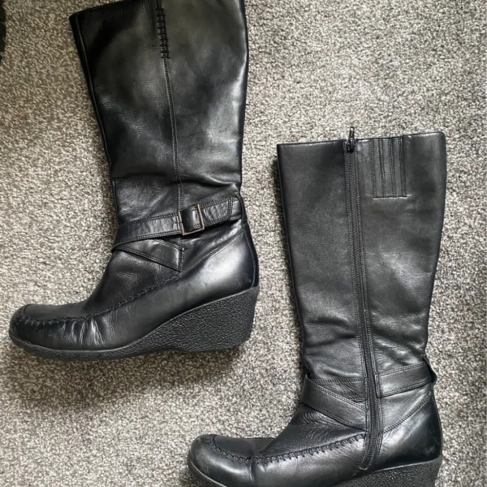 Hush Puppies Black Wedge Boots